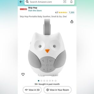 Skip Hop Portable Baby Soother, Stroll & Go, Owl